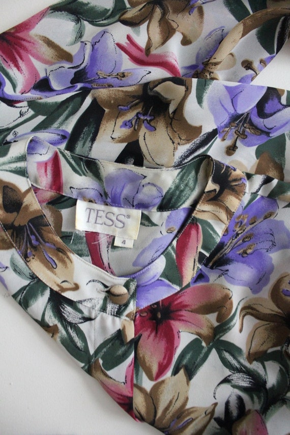 botanical blouse | sheer floral blouse | purple a… - image 4