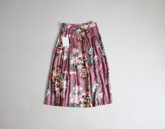 pink floral skirt | shabby rose skirt | cottage rose print