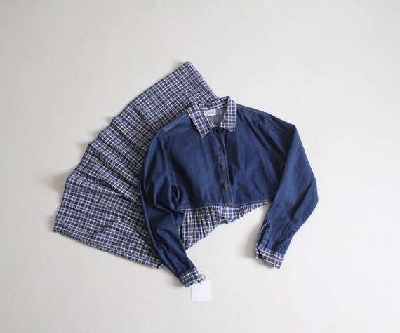 plaid denim dress | blue plaid dress | long denim