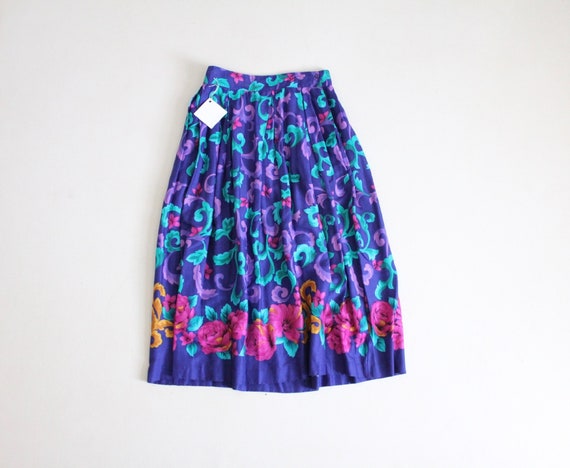 bright floral skirt | spring garden skirt | 1990's floral skirt