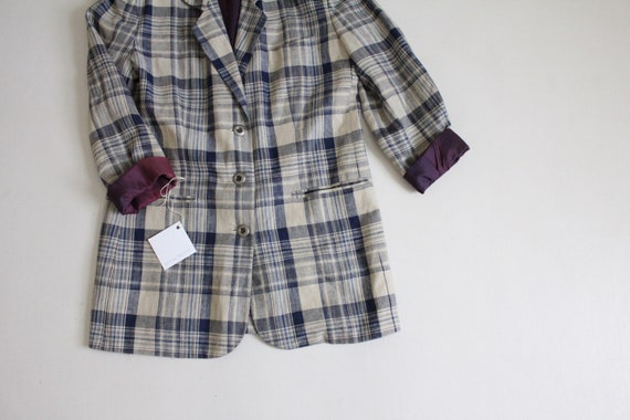 longline plaid blazer | 1990's plaid jacket | lon… - image 2