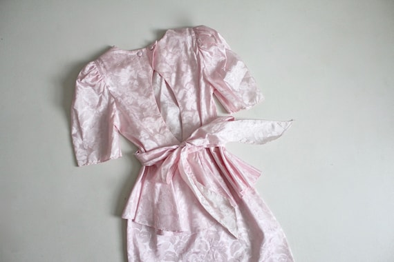 pink peplum dress | 1980's pink dress | open back… - image 2