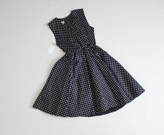 black and white polka dot party dress