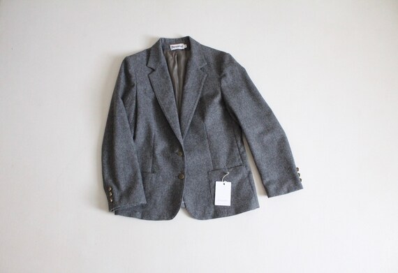 gray wool blazer | 1970's wool jacket | wool suit… - image 2