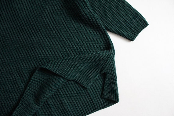 pine green sweater | fringe collar sweater | over… - image 2