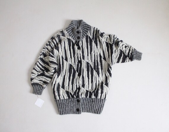 Heavy Sweater Coat Abstract Sweater Jacket Knit Sweater Jacket Etsy Canada