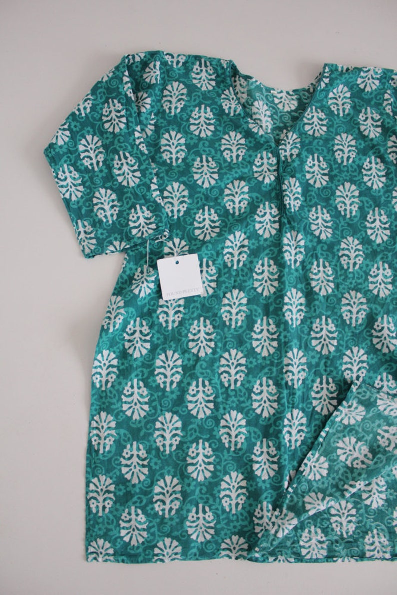 indian tunic teal tunic dress floral cotton tunic