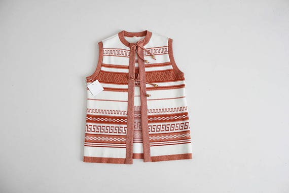 geometric bohemian vest | 70s ethnic vest | burnt orange vest