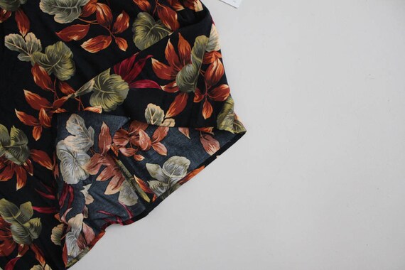 leaf print blouse | black floral blouse | 90s flo… - image 3