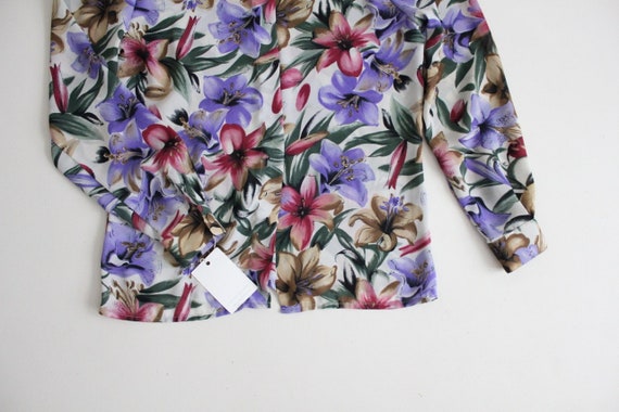botanical blouse | sheer floral blouse | purple a… - image 2