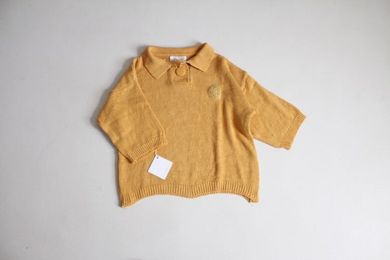 mustard yellow sweater | collared henley sweater … - image 3