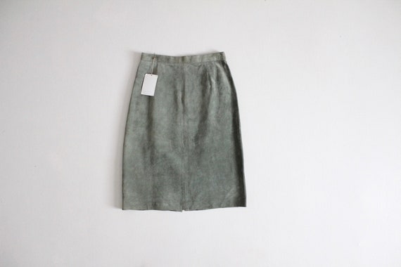 green suede skirt | suede leather skirt | muted gr