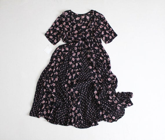 floral gauze dress | black floral dress | pink & b