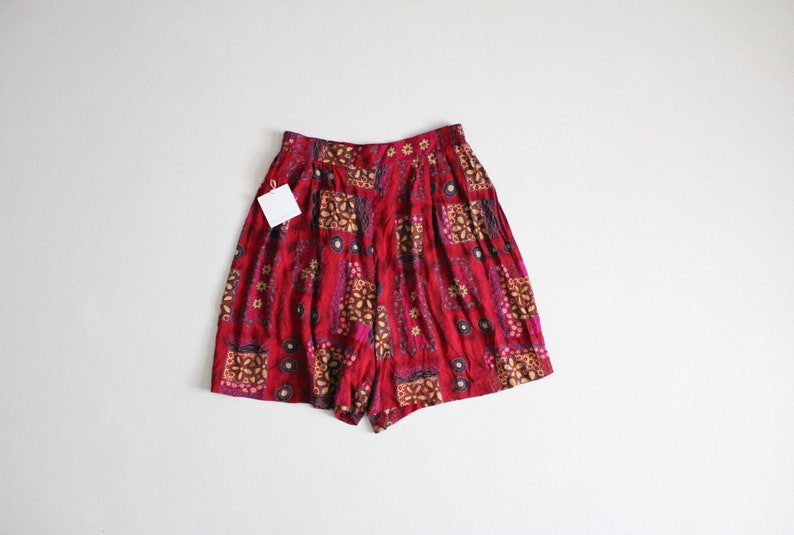 red floral shorts full tap shorts ethnic print shorts