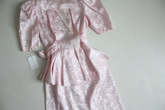 pink peplum dress | 1980's pink dress | open back… - image 5