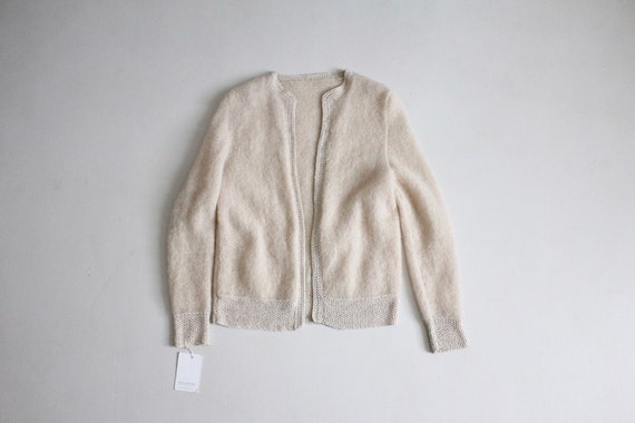 fuzzy white sweater | mohair wool cardigan | crea… - image 1