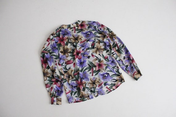 botanical blouse | sheer floral blouse | purple a… - image 3