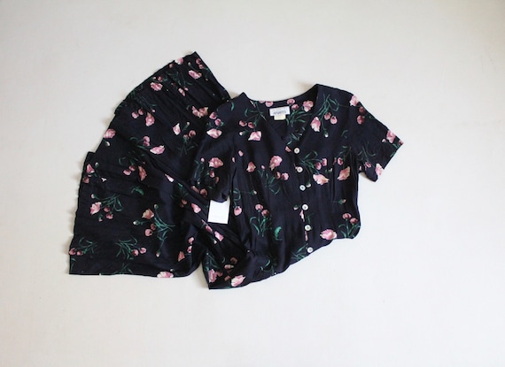 black floral dress | corset tie dress | long flor… - image 1