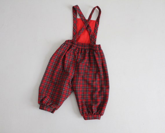 tartan plaid jumpsuit | 4T girls overalls | red p… - image 3