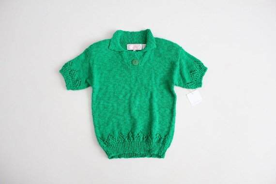 grass green sweater | collared sweater | pointelle