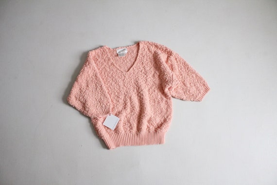 pink nubby sweater | salmon pink top | cropped pi… - image 1