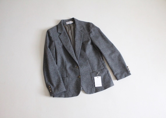 gray wool blazer | 1970's wool jacket | wool suit… - image 1