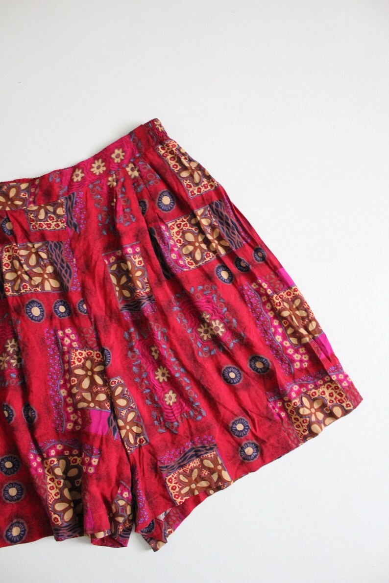 red floral shorts full tap shorts ethnic print shorts