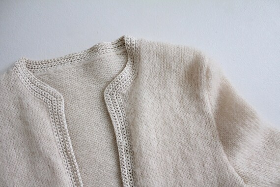 fuzzy white sweater | mohair wool cardigan | crea… - image 3