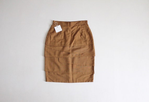 layered skirt | rust brown skirt | rust pencil ski