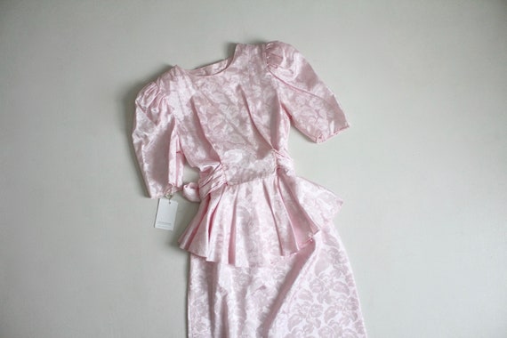 pink peplum dress | 1980's pink dress | open back… - image 3