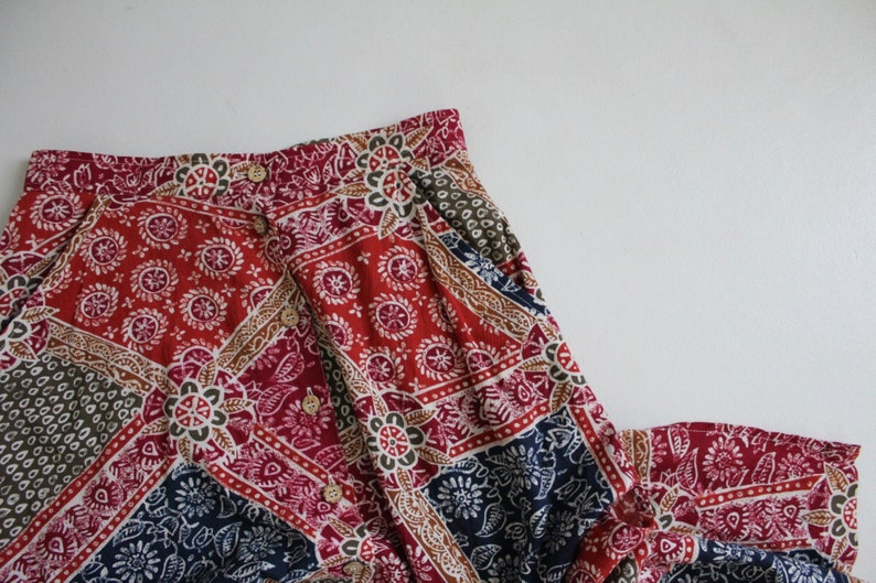 ethnic floral skirt full midi skirt vintage handkerchief skirt image 2