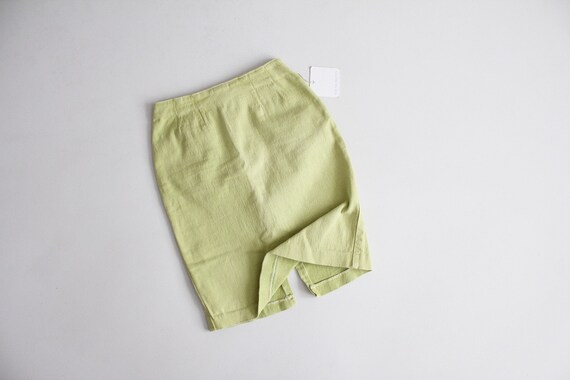 lime green denim skirt