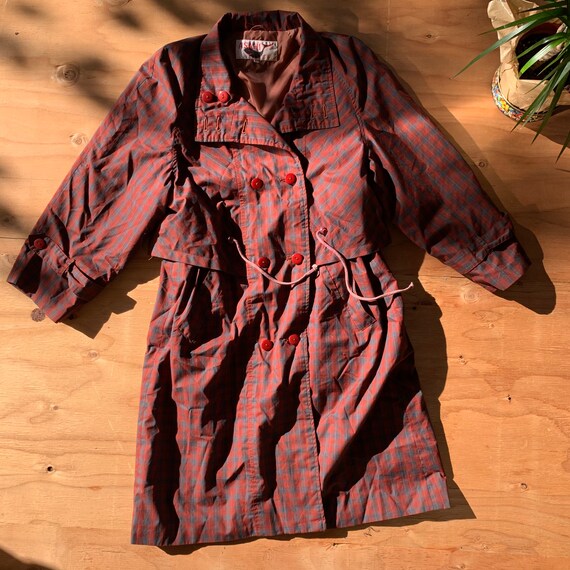 Vintage 80s Plaid Raincoat