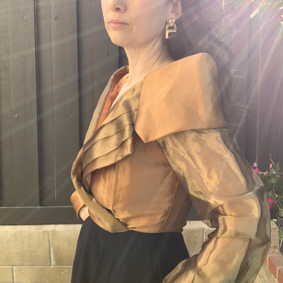 Vintage 80s Glitter Butterscotch Party Dress