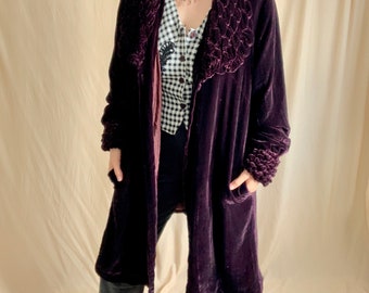 purple duster coat