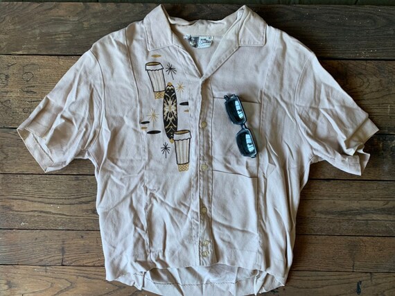 50s IOLANI Hawaiian Tiki Shirt Size S