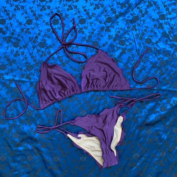 Vintage 80s Ritchie Swimwear Liquid Eggplant Scall