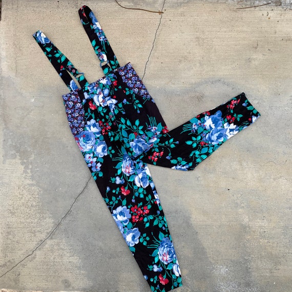 Vintage 80s Cotton Floral Overalls