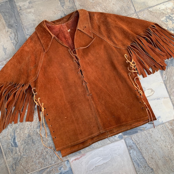 Vintage 70s Fringe Suede Capelet / Fringe Jacket