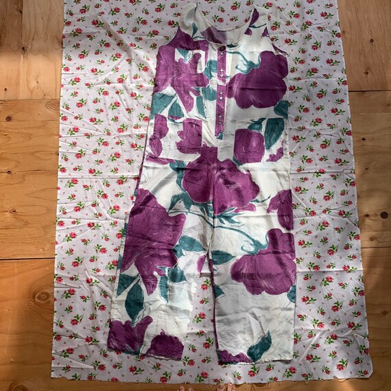 Vintage 80s Floral Silk Jumpsuit