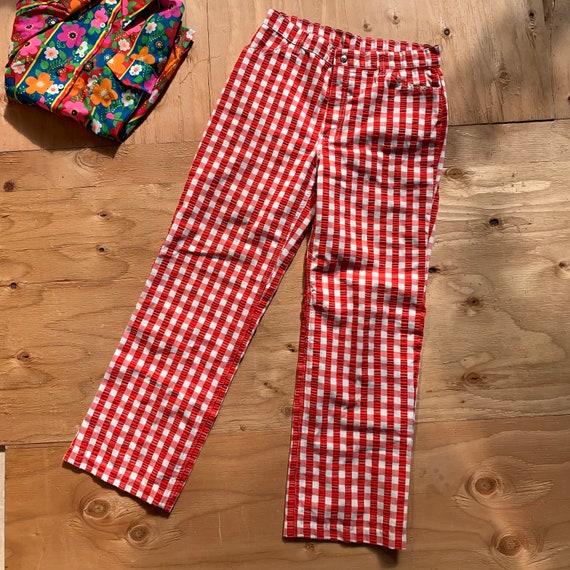 Vintage Levi's Big E Red & White Gingham Plaid Pan