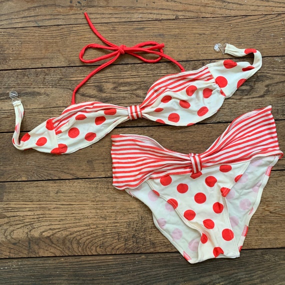 Vintage 80s Polka Dot Bikini Set
