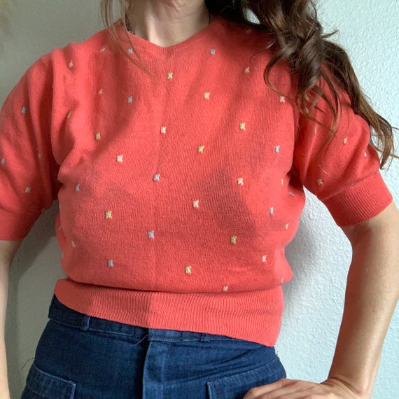 Vintage 50s Ballantyne Cashmere Cropped Sweater /