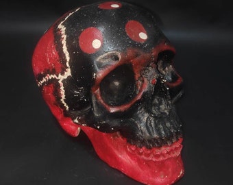 Human skull replica. Human skull from gips. Hand painted skull. Skull art. Decorative skul. Faux human skull. Handmade. Handcrafted
