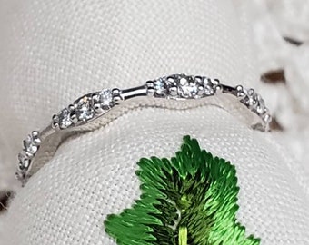 14k custom white gold and diamond stackable  band with .50ct natural well cut diamonds