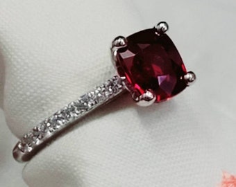 WOW #Quality GIA certified genuine Natural Unheated cushion cut ruby ring with a gorgeous deep pigeon blood red color weighing 1.63ct