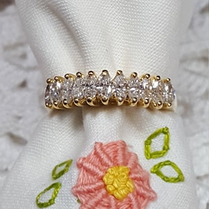 Marquise diamond band Vintage 18k yellow gold band with 11 genuine marquise cut diamonds stunning stones