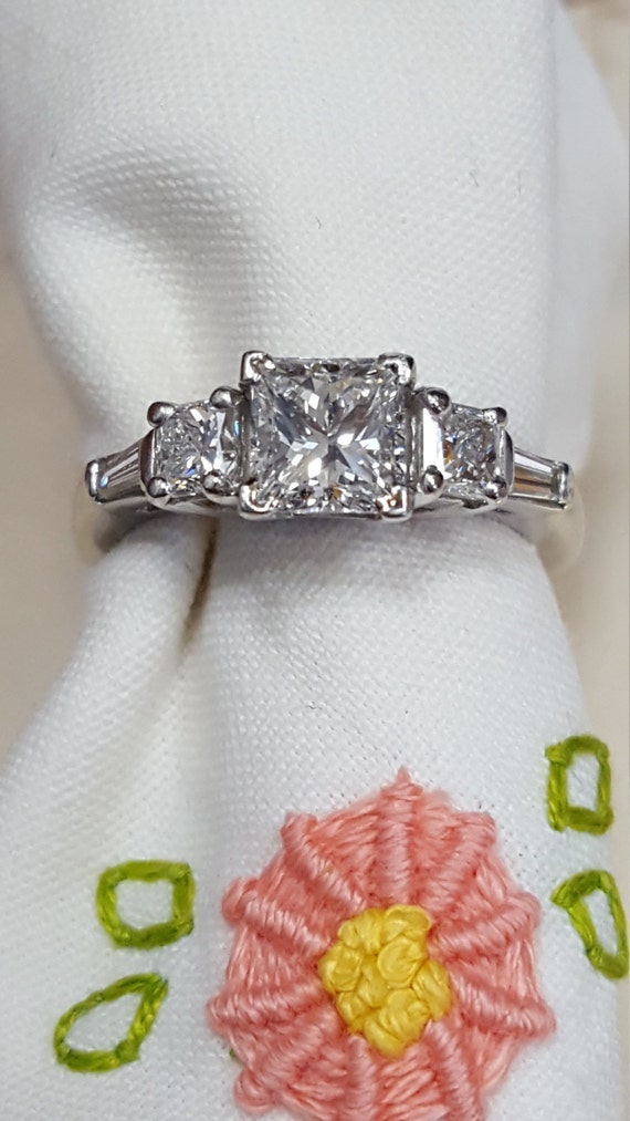 GIA certified genuine princess cut diamond ring in