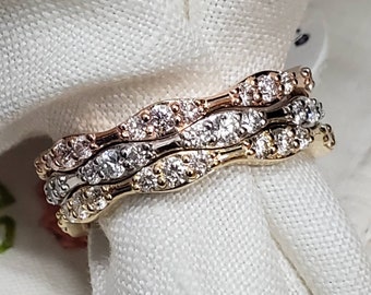 14k custom yellow gold and diamond stackable band with .50ct natural well cut diamonds