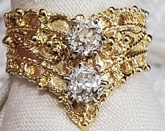 Vintage 18k yellow gold old European cut diamond ring!